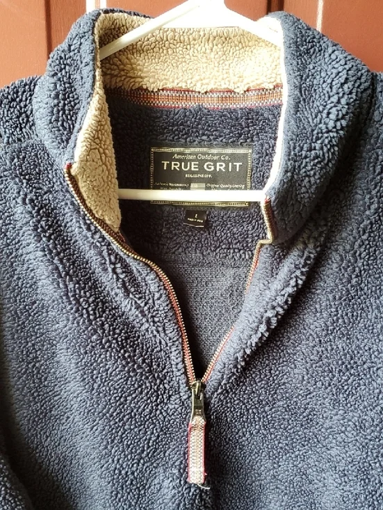 True Grit Men’s Navy Sherpa Zip Pullover - Picture 7 of 12